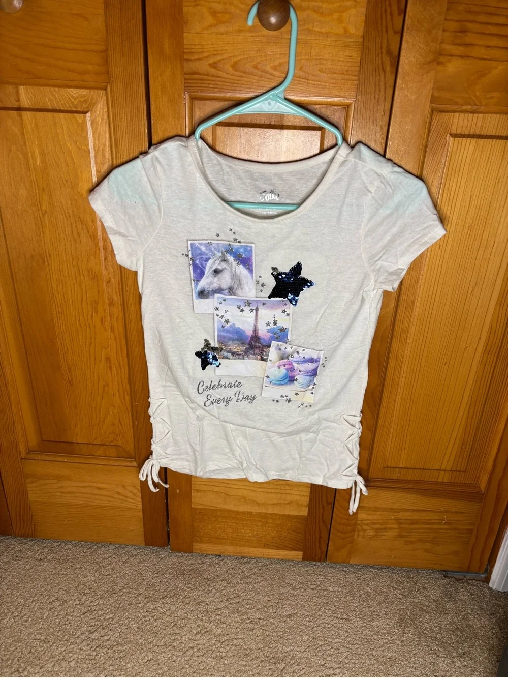 Justice Cream Tee with Subtle Mint Graphic